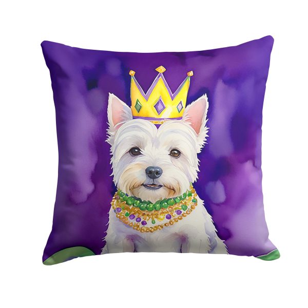 Westie King of Mardi Gras Throw Pillow Online Sale