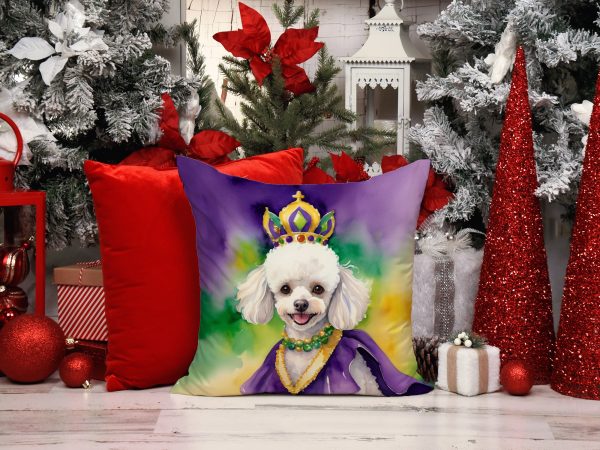 White Poodle King of Mardi Gras Throw Pillow Cheap - Image 5