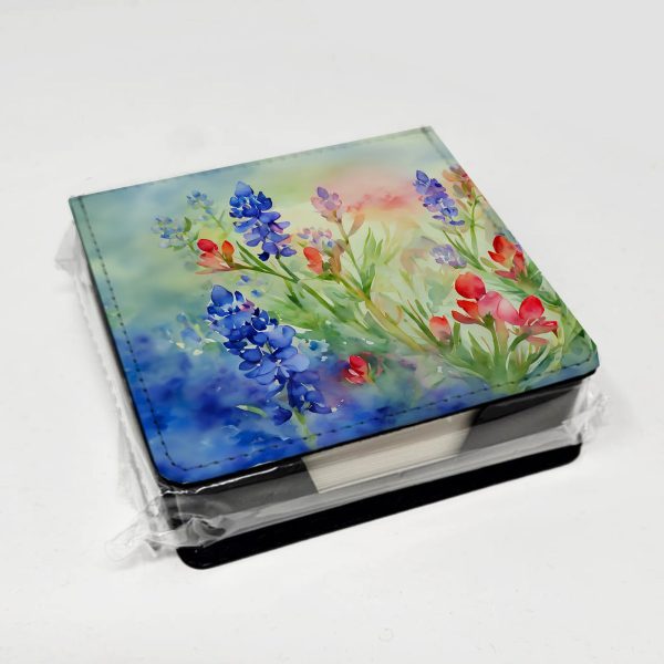 Texas Bluebonnets in Watercolor PU Leather Note Paper Holder Online Sale - Image 4