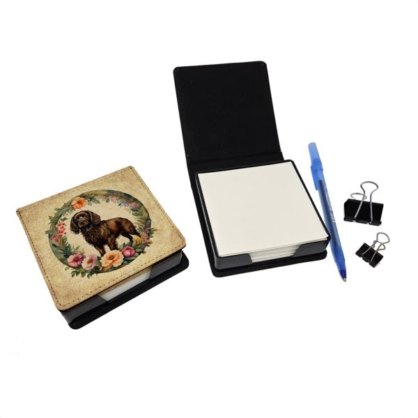 Boykin Spaniel and Flowers PU Leather Note Paper Holder Online now - Image 2