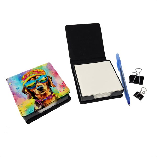 Dachshund Hippie Dawg PU Leather Note Paper Holder Supply - Image 2