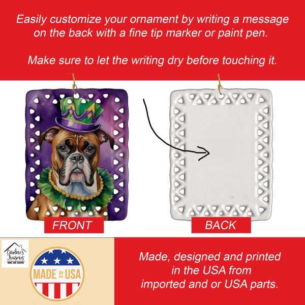 Boxer King of Mardi Gras Porcelain Ornament Online - Image 3