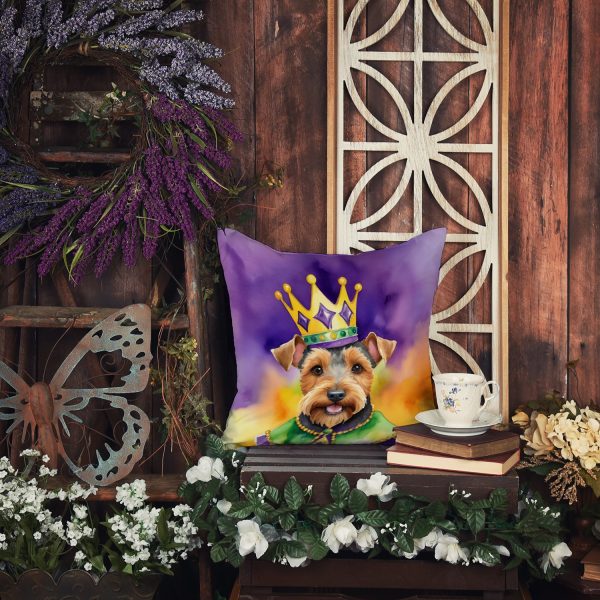 Welsh Terrier King of Mardi Gras Throw Pillow Discount - Image 3