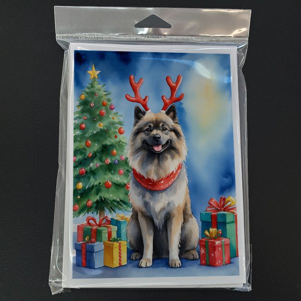 Keeshond Christmas Reindeer Greeting Cards Pack of 8 For Cheap - Image 3