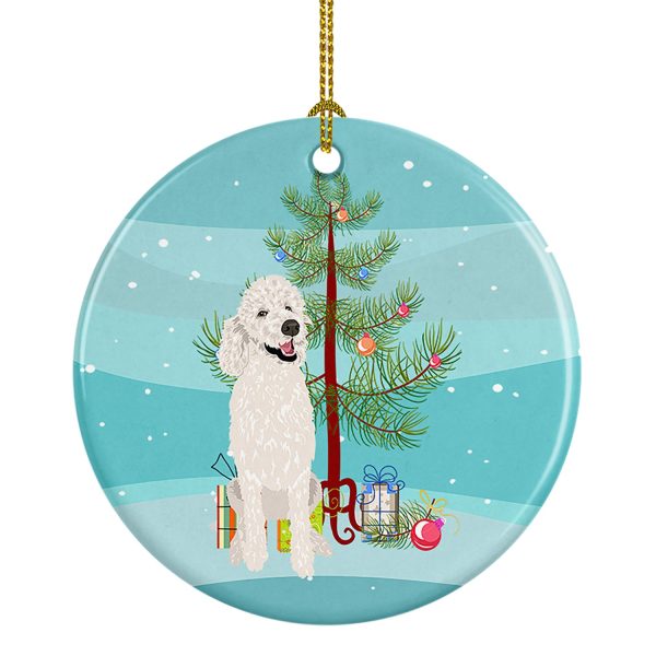 Poodle Standard White Christmas Ceramic Ornament Supply