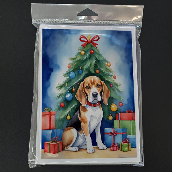Beagle Christmas Reindeer Greeting Cards Pack of 8 Online now - Image 3