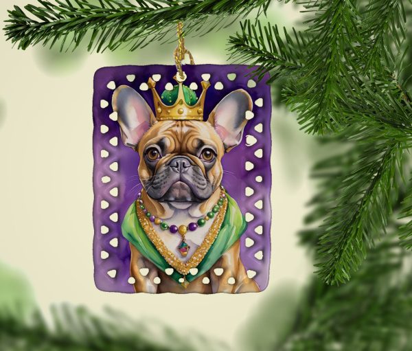 French Bulldog King of Mardi Gras Porcelain Ornament Hot on Sale - Image 2