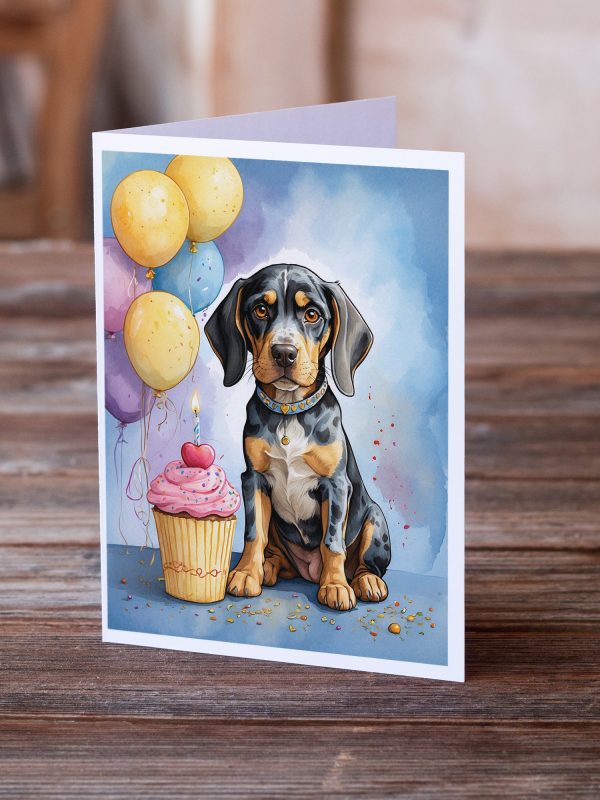 Bluetick Coonhound Happy Birthday Greeting Cards Pack of 8 Online now - Image 2