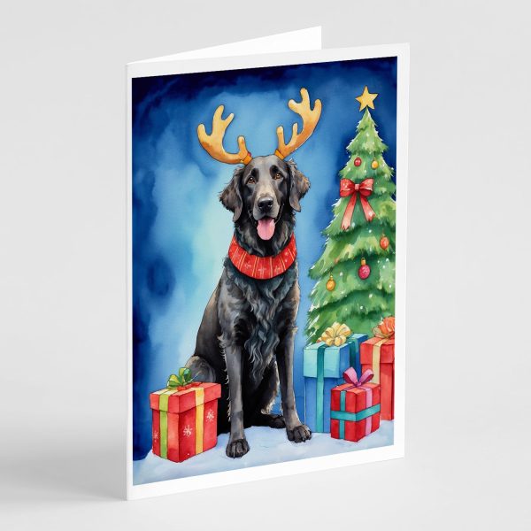 Curly-Coated Retriever Christmas Reindeer Greeting Cards Pack of 8 Online