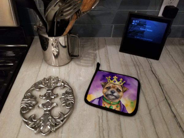 Border Terrier King of Mardi Gras Pair of Pot Holders For Cheap - Image 3
