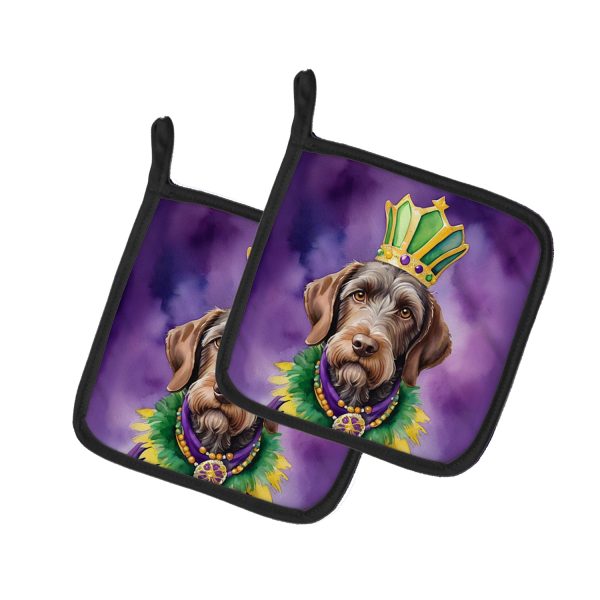 German Wirehaired Pointer King of Mardi Gras Pair of Pot Holders Online Sale