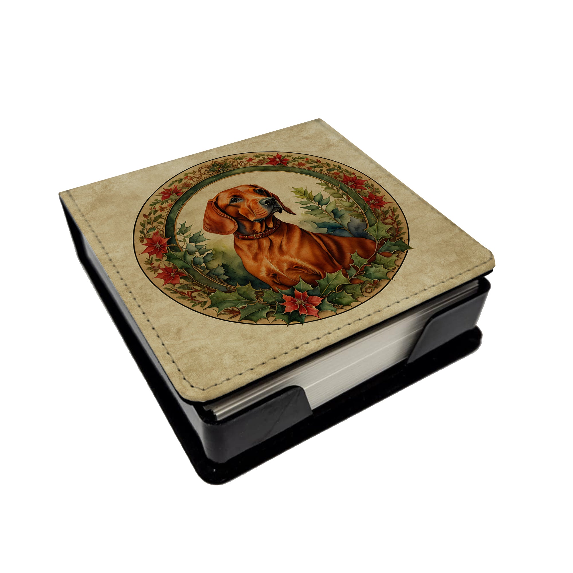 Red Redbone Coonhound Christmas Flowers PU Leather Note Paper Holder Online now