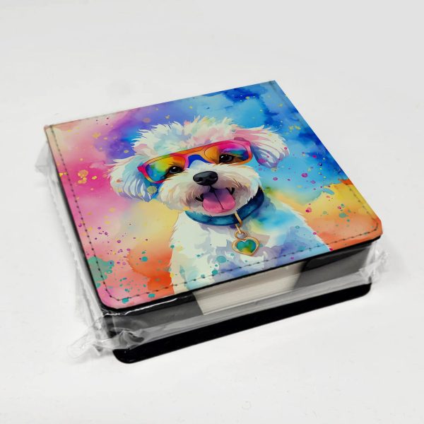 Bichon Frise Hippie Dawg PU Leather Note Paper Holder For Cheap - Image 4