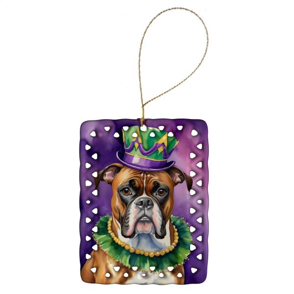 Boxer King of Mardi Gras Porcelain Ornament Online