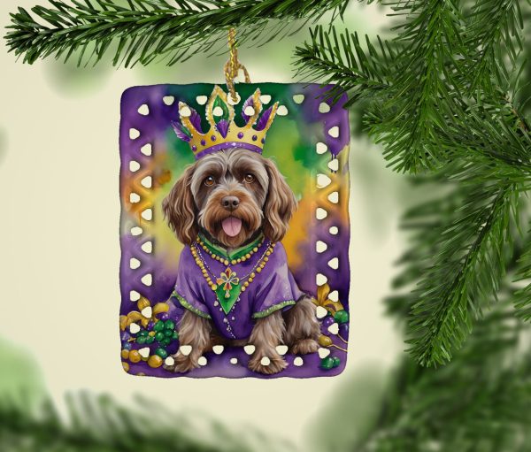 Wirehaired Pointing Griffon King of Mardi Gras Porcelain Ornament Online - Image 2
