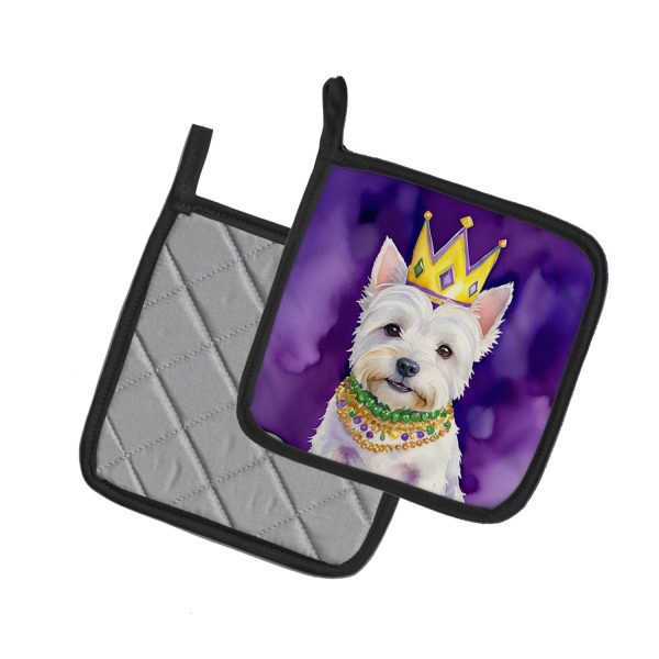 Westie King of Mardi Gras Pair of Pot Holders Online Hot Sale - Image 2