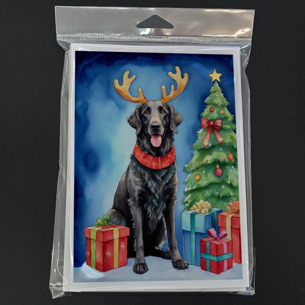 Curly-Coated Retriever Christmas Reindeer Greeting Cards Pack of 8 Online - Image 3