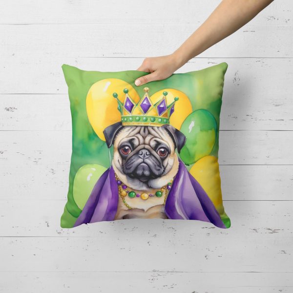 Pug King of Mardi Gras Throw Pillow Online Hot Sale - Image 2