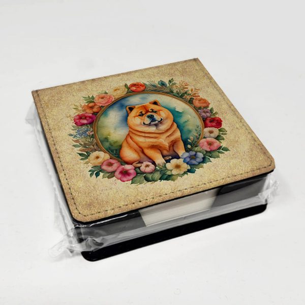 Chow Chow and Flowers PU Leather Note Paper Holder Supply - Image 4