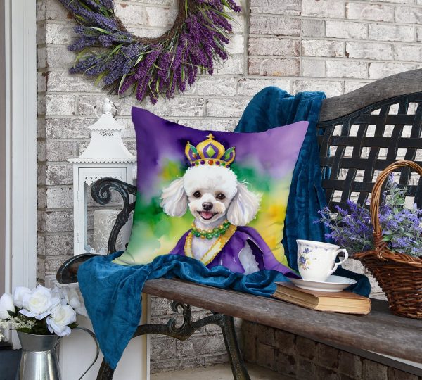 White Poodle King of Mardi Gras Throw Pillow Cheap - Image 4