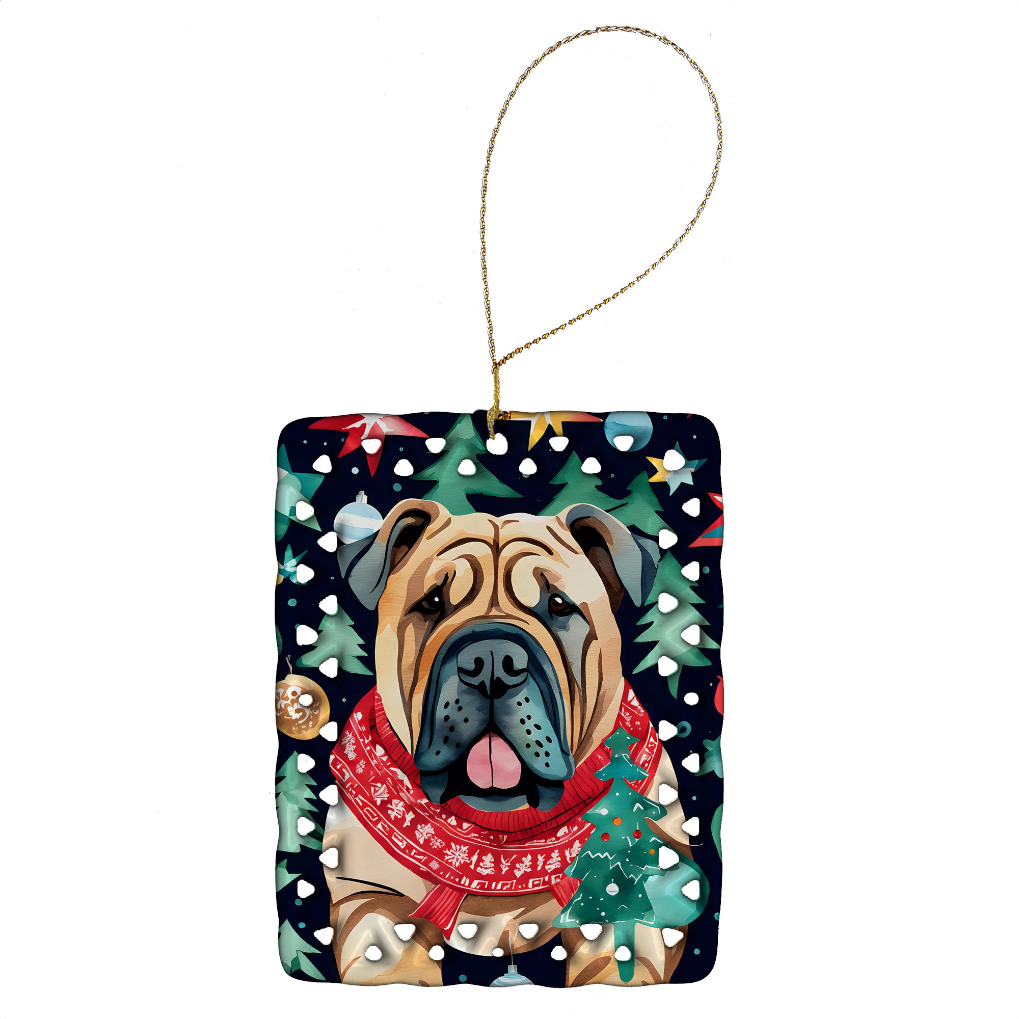 Shar Pei Christmas Porcelain Ornament on Sale