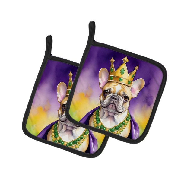French Bulldog King of Mardi Gras Pair of Pot Holders Sale