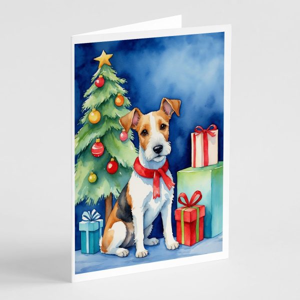 Fox Terrier Christmas Reindeer Greeting Cards Pack of 8 Cheap