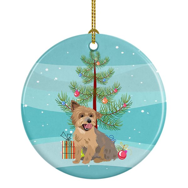 Yorkie Blue and Gold Christmas Ceramic Ornament Online