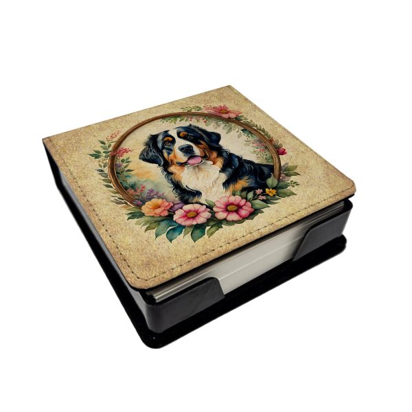 Bernese Mountain Dog and Flowers PU Leather Note Paper Holder Online Sale