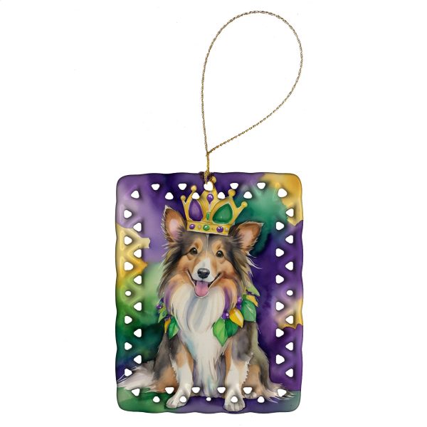 Sheltie King of Mardi Gras Porcelain Ornament For Discount