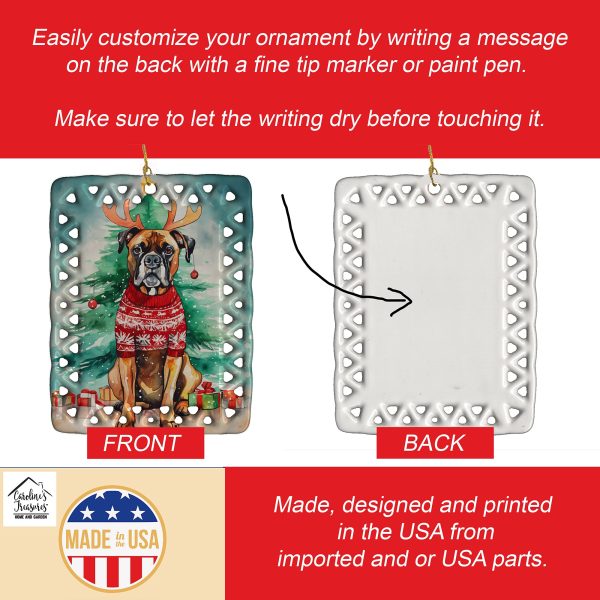 Boxer Christmas Porcelain Ornament Online - Image 3