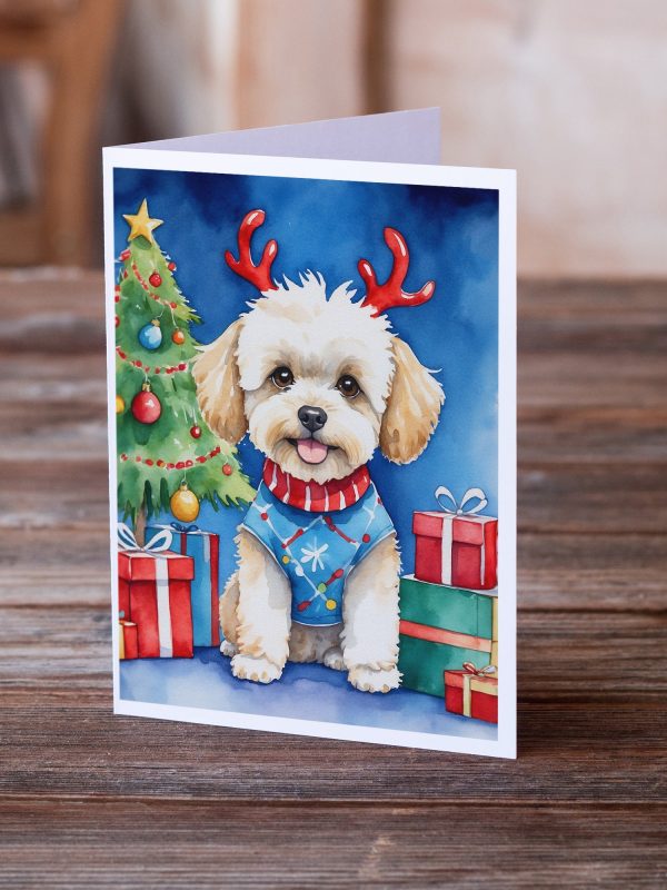Maltipoo Christmas Reindeer Greeting Cards Pack of 8 For Sale - Image 2