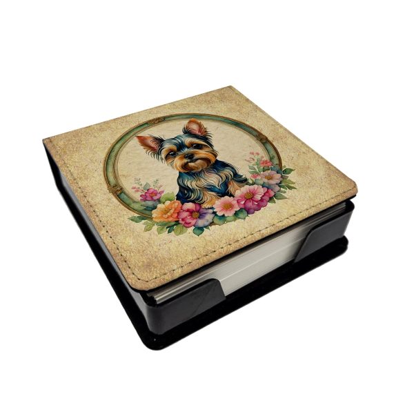Yorkshire Terrier and Flowers PU Leather Note Paper Holder Cheap