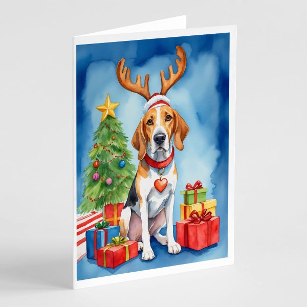 English Foxhound Christmas Reindeer Greeting Cards Pack of 8 Online Hot Sale