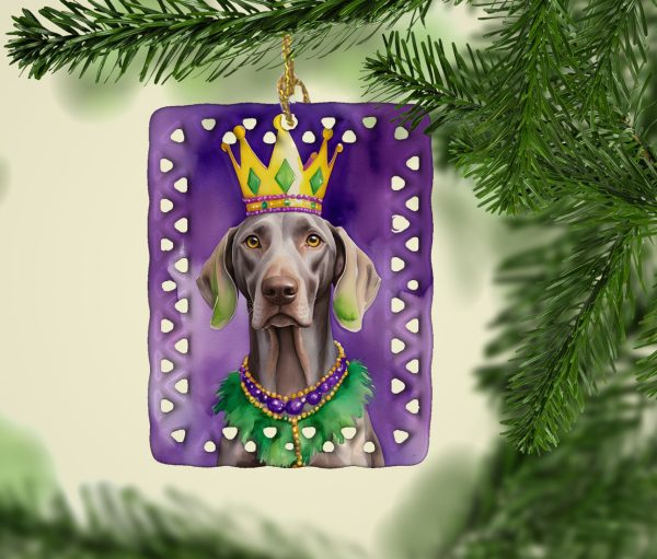Weimaraner King of Mardi Gras Porcelain Ornament Online Sale - Image 2