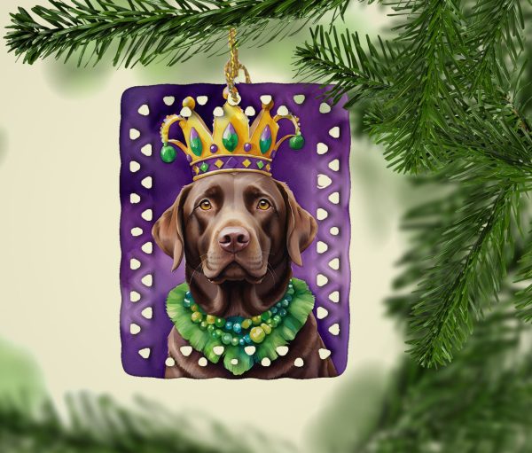 Labrador Retriever King of Mardi Gras Porcelain Ornament For Cheap - Image 2