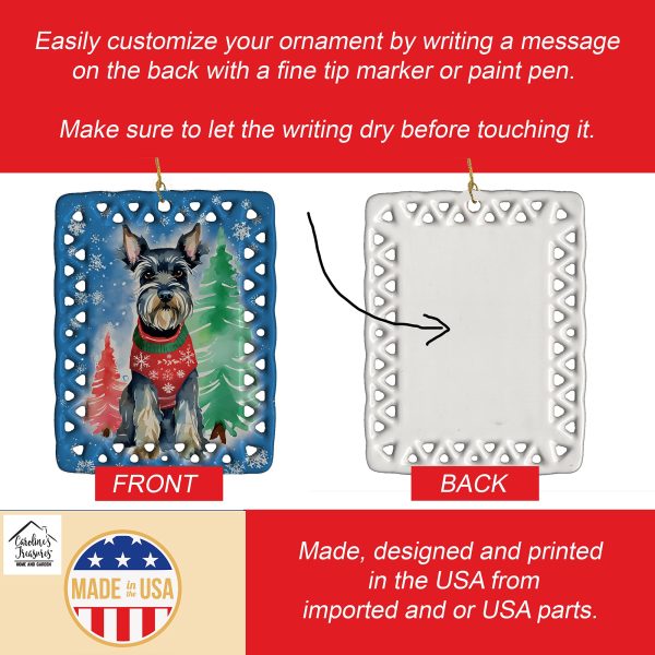 Schnauzer Christmas Porcelain Ornament on Sale - Image 3