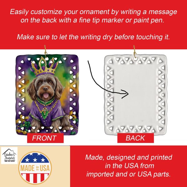 Wirehaired Pointing Griffon King of Mardi Gras Porcelain Ornament Online - Image 3