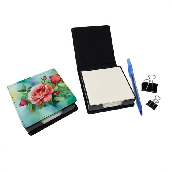 Oklahoma Roses in Watercolor PU Leather Note Paper Holder Fashion - Image 2