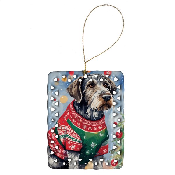German Wirehaired Pointer Christmas Porcelain Ornament on Sale