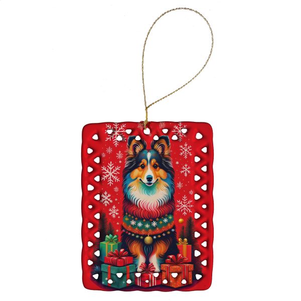 Sheltie Holiday Christmas Porcelain Ornament Online Sale
