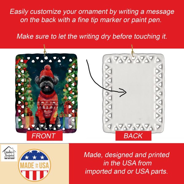 Affenpinscher Christmas Porcelain Ornament Online now - Image 3
