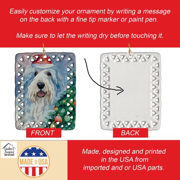 Old English Sheepdog Christmas Porcelain Ornament Sale - Image 3