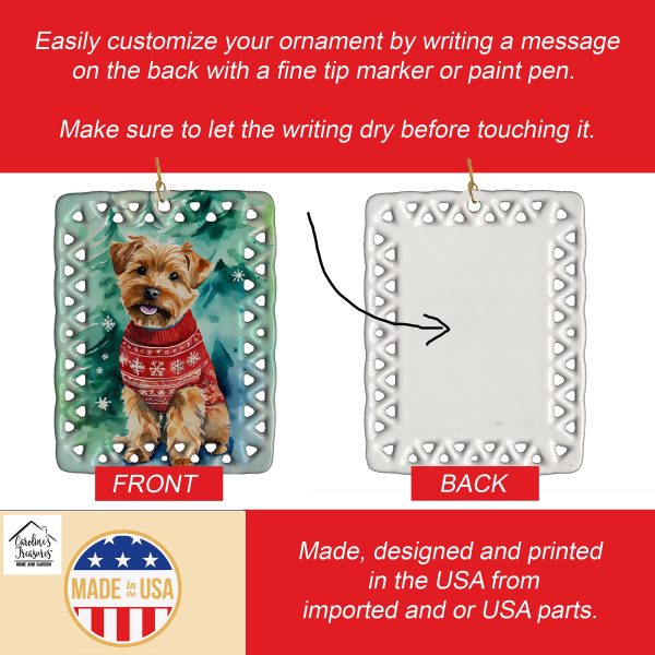 Norfolk Terrier Christmas Porcelain Ornament Fashion - Image 3