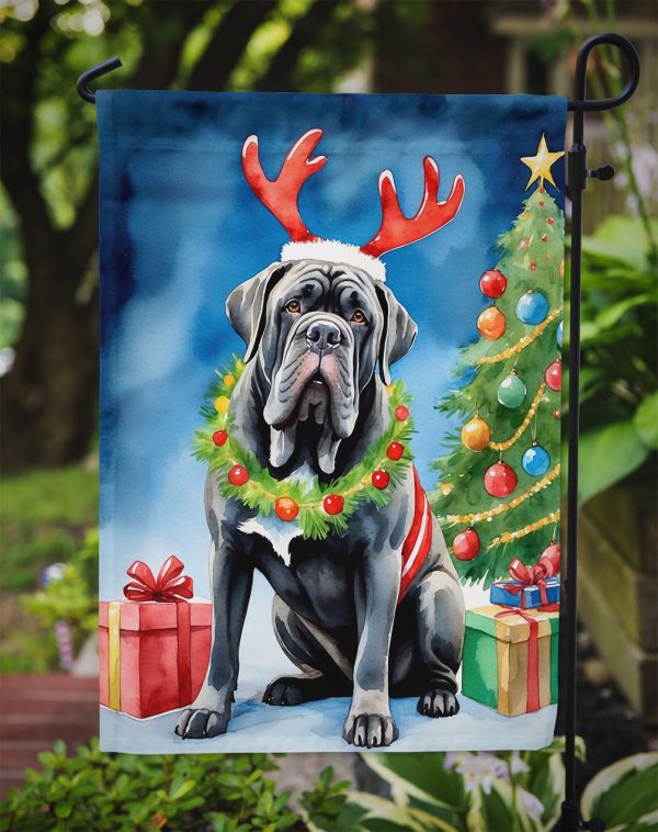Neapolitan Mastiff Christmas Garden Flag – Dog in Reindeer Antlers with Tree & Gifts Hot on Sale - Image 3