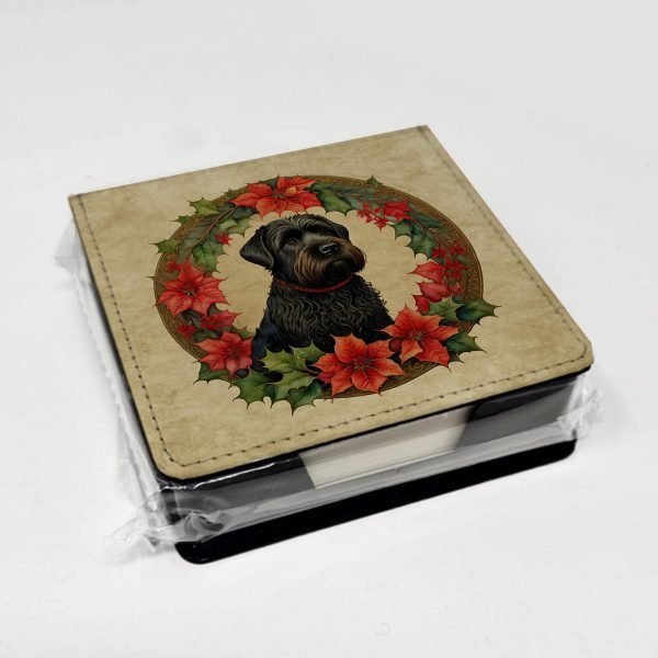 Black Russian Terrier Christmas Flowers PU Leather Note Paper Holder Online Hot Sale - Image 4