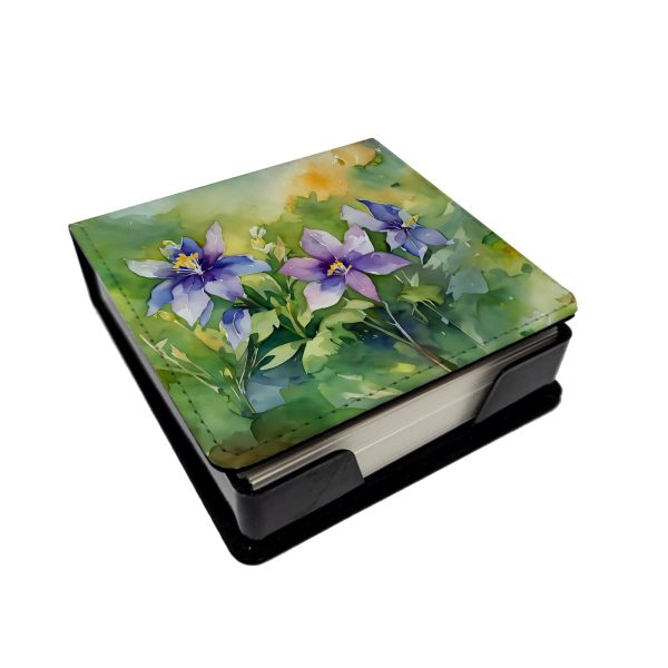 Colorado Rocky Mountain Columbine in Watercolor PU Leather Note Paper Holder For Discount