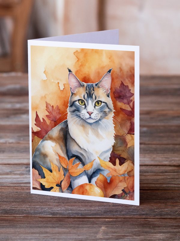 Aphrodite Giant Cat in Fall Leaves Greeting Cards Pack of 8 Cheap - Image 2