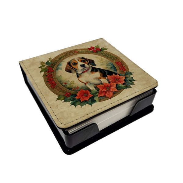 Beagle Christmas Flowers PU Leather Note Paper Holder on Sale
