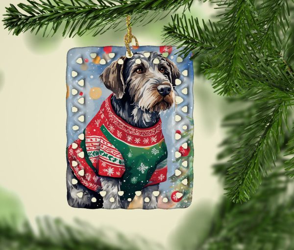 German Wirehaired Pointer Christmas Porcelain Ornament on Sale - Image 2